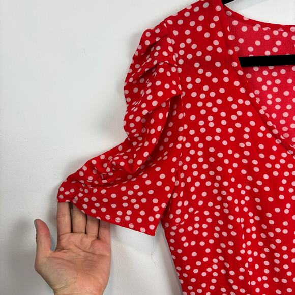 Pimkie Polka Dot Dress Red White Parisian Rockabilly Pin Up Retro M - Picture 4 of 11